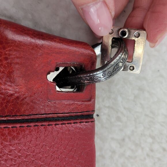 Brighton Red Pebbled Leather Western Shoulder Bag Needs TLC - Picture 7 of 9